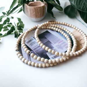 3 pc 10” natural wood bead wreath form craft supplies